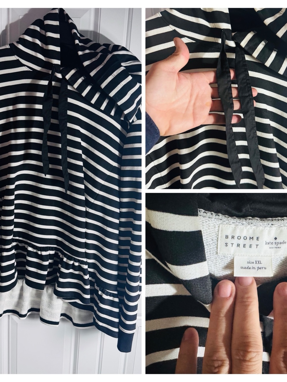 kate spade Black and White Striped Hoodie